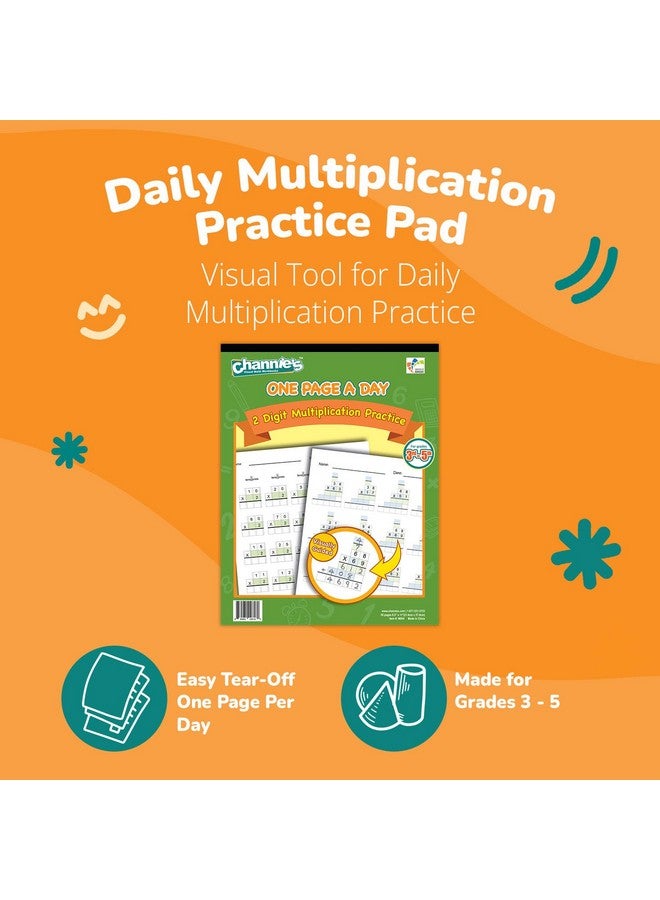 Channie's Channie’s One Page A Day Two Digit Multiplication Practice, Double Digit Multiplication Workbook, 50 Fun & Easy Tear-Off Math Practice Worksheets For 3rd, 4th, & 5th Grade Kids - Image 2