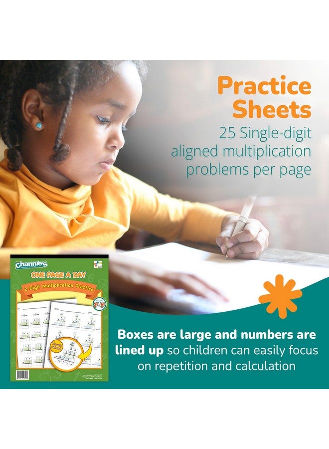 Channie's Channie’s One Page A Day Two Digit Multiplication Practice, Double Digit Multiplication Workbook, 50 Fun & Easy Tear-Off Math Practice Worksheets For 3rd, 4th, & 5th Grade Kids - Image 4