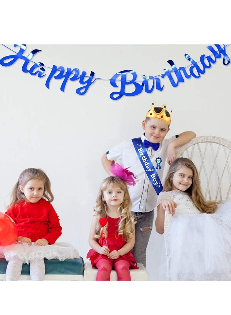 general 4Pcs Birthday King Crown, Birthday Boy Sash and Button Pins Happy Birthday Banner Birthday Boy Party Accessory Set for Boys Birthday Dress-Up Birthday Party Decoration - Image 3