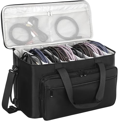 AKOZLIN Large Travel Gig Band Cable File Bag With Detachable Dividers,DJ Cord Organizer Case for Laptop,DJ Gear,Sound Instrument and Musician Accessories - Image 1