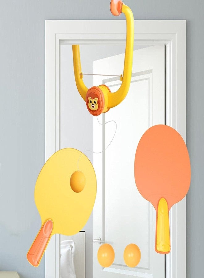 DHARMISHO Hanging Table Tennis Self Training Indoor Gaming 2 Racket & 3 Practice Ball Portable Double Sparring Hanging Toys Parent Child Interaction Indoor Toys (Multicolor) - Image 4