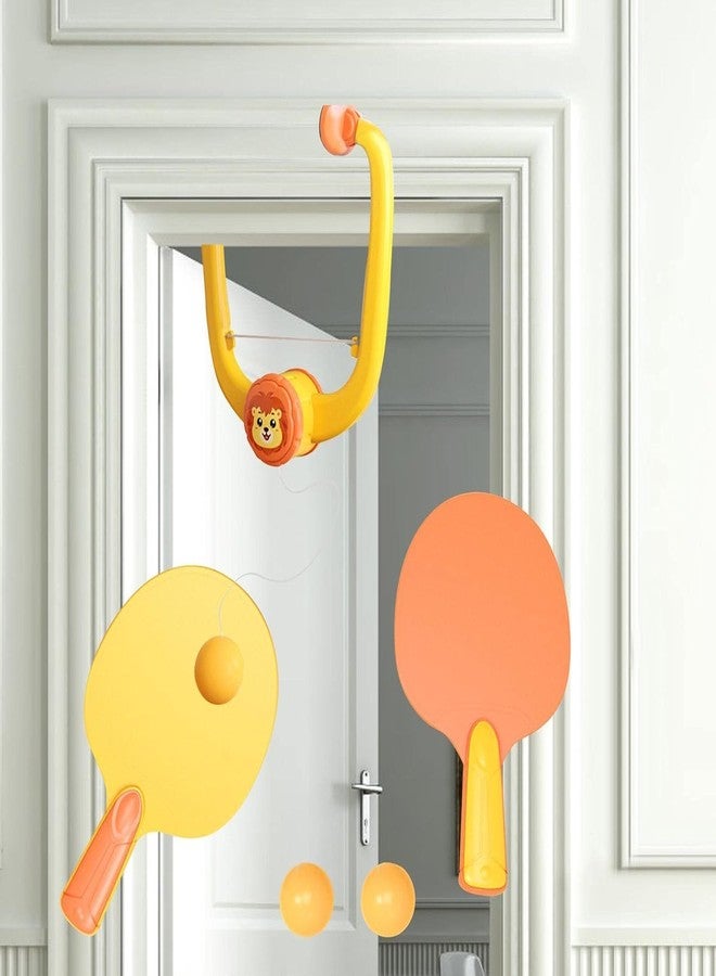 DHARMISHO Hanging Table Tennis Self Training Indoor Gaming 2 Racket & 3 Practice Ball Portable Double Sparring Hanging Toys Parent Child Interaction Indoor Toys (Multicolor) - Image 2