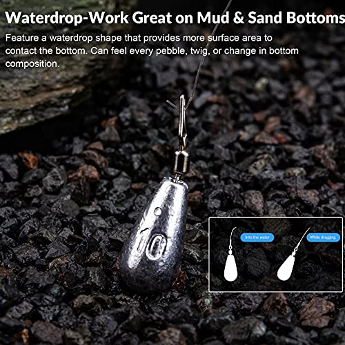 THKFISH Fishing Weights Fishing Sinker Drop Shot Weights Fishing Weights Kit Drop Shot Rig Fishing Weights B-Waterdrop Shape 28pcs - Image 3