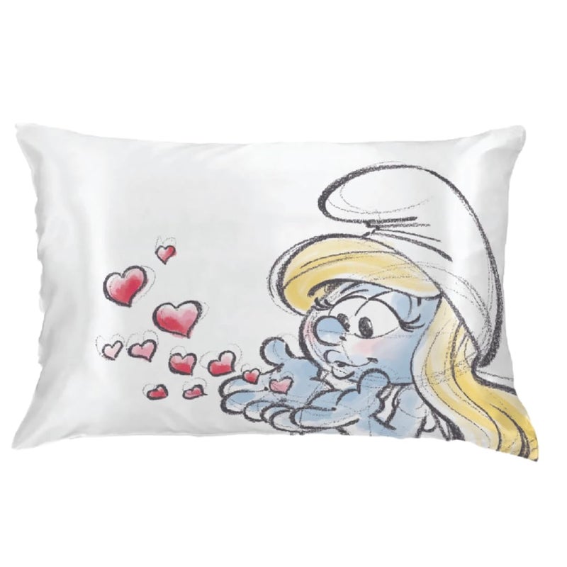 The Smurfs Smurfette Retro Beauty Silky Satin Standard Reversible Pillowcase Cover 20x30 for Hair and Skin Officially Licensed Product by Franco Collectibles