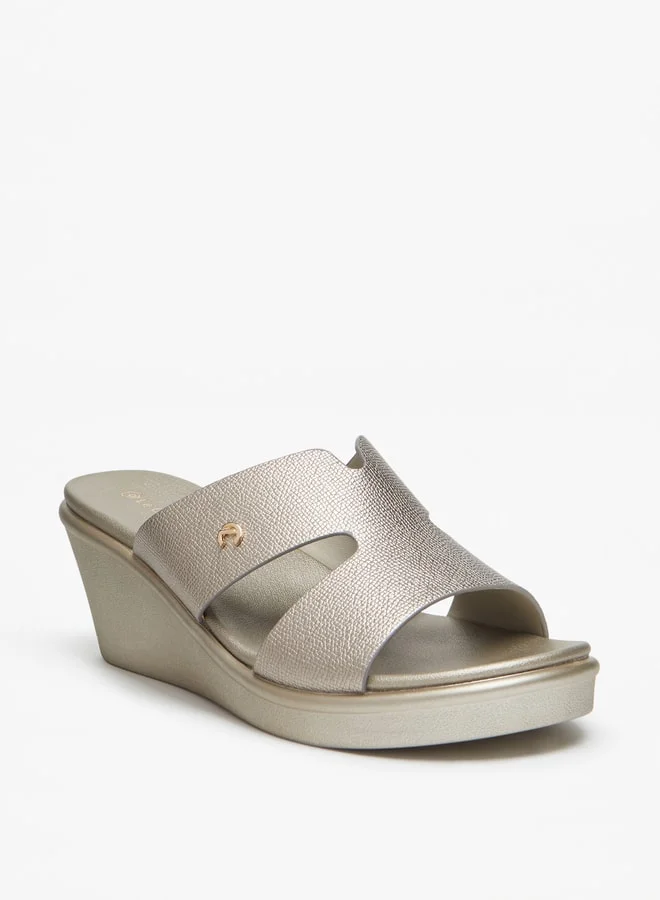 Le Confort Women's Textured Slip-On Sandals with Wedge Heels