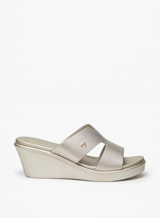 Le Confort Women's Textured Slip-On Sandals with Wedge Heels