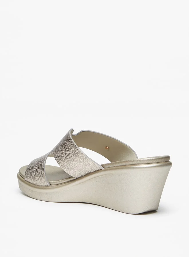 Le Confort Women's Textured Slip-On Sandals with Wedge Heels