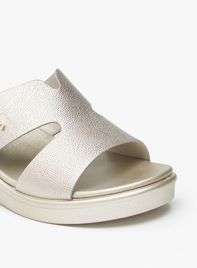 Le Confort Women's Textured Slip-On Sandals with Wedge Heels