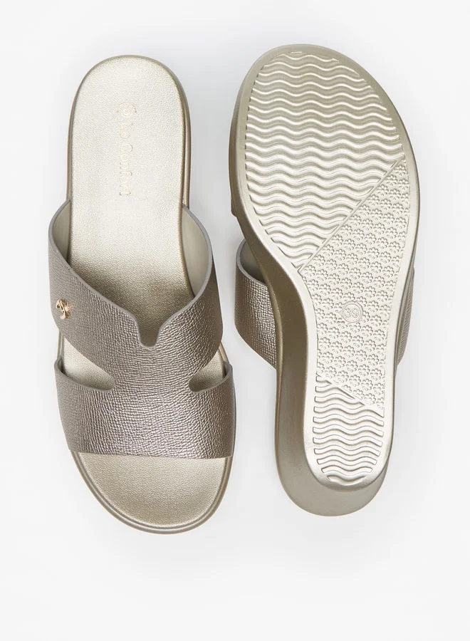 Le Confort Women's Textured Slip-On Sandals with Wedge Heels