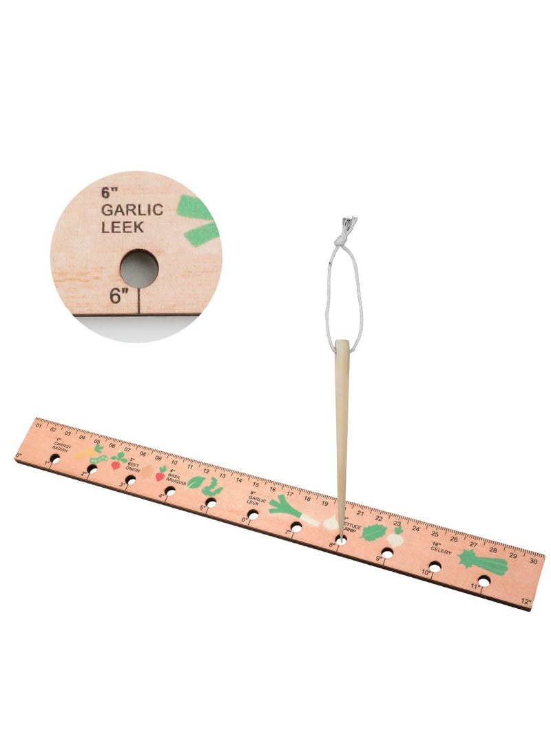 SYOSI Wood Seed Spacing Ruler with Holes, Wooden Planting Ruler Solid Seed Planter Tool, for Garden Planting Tools Plant Ruler Spacing and Interval Ruler Plant Spacing Ruler Wood Supplies Vegetable  - Image 1