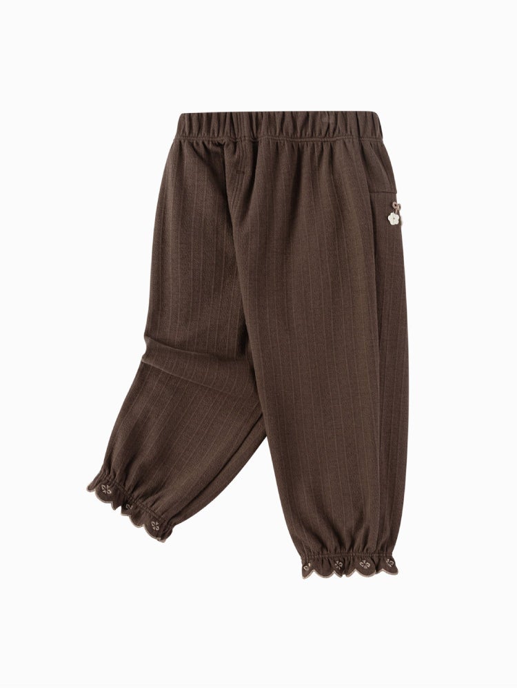 Balabala Girls' Textured Pants With Lace Hem - Image 4