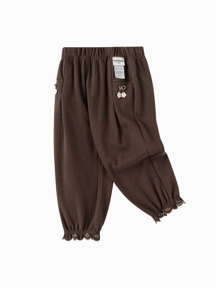 Balabala Girls' Textured Pants With Lace Hem - Image 3