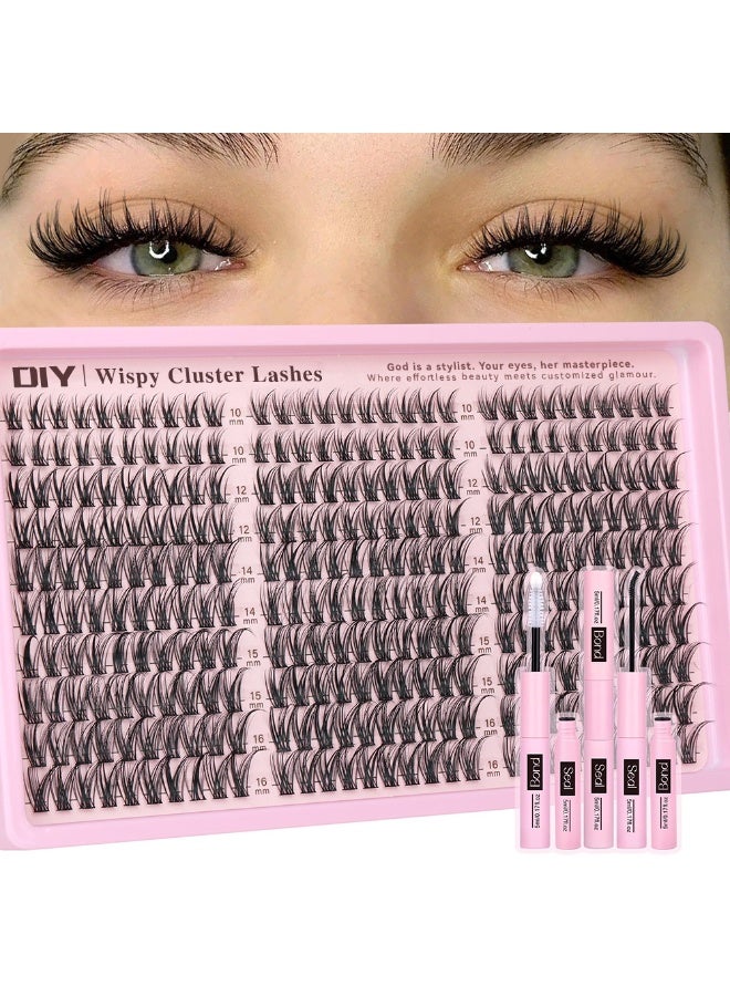 300PCS Natural Lash Clusters Kit ,Short Wispy Eyelash Clusters 10-16MM,CC-Curly Daily Exquisite Eyelashes Clusters，with Bond and Seal and Tweezers - Image 2