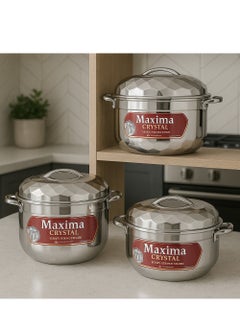Hot Pot Set Of 3 Pieces Silver 2500 ml