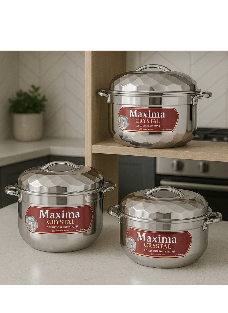 Maxima - Hot Pot Set Of 3 Pieces Silver 2500 ml - Image 1