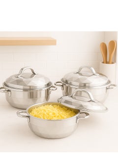 Maxima Hot Pot Set Of 3 Pieces Silver 2500 ml  - Image 4