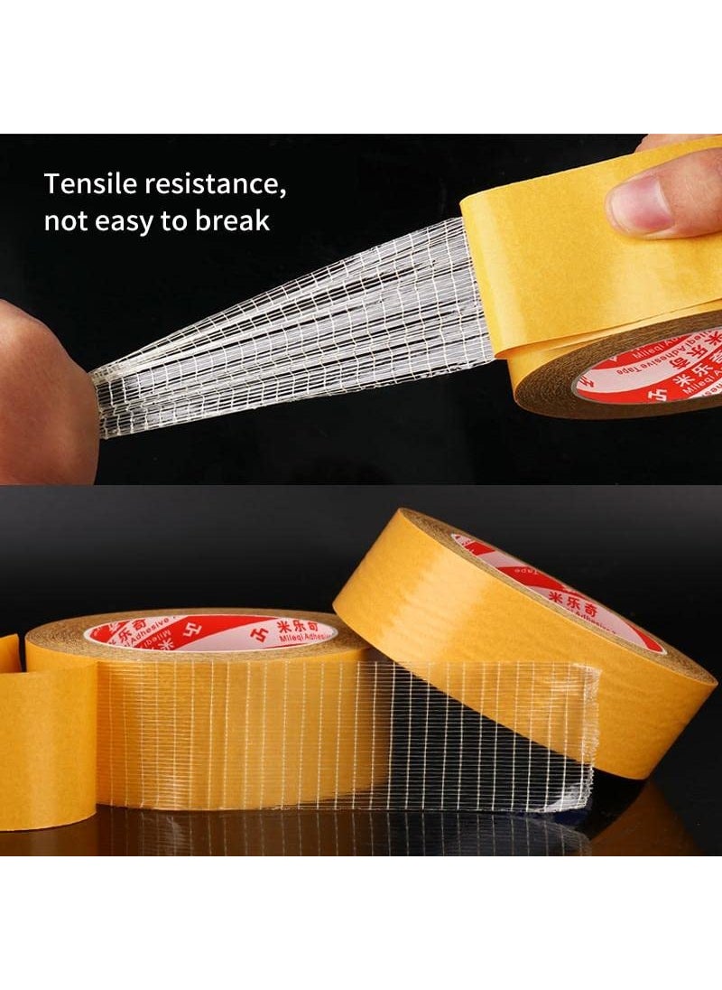 Simxen Sticky Super Waterproof Traceless Strong Viscosity Resistant Heat Carpet Adhesive Base Cloth Tape Fiber Mesh Double Sided Tape(3CM X 20M)
