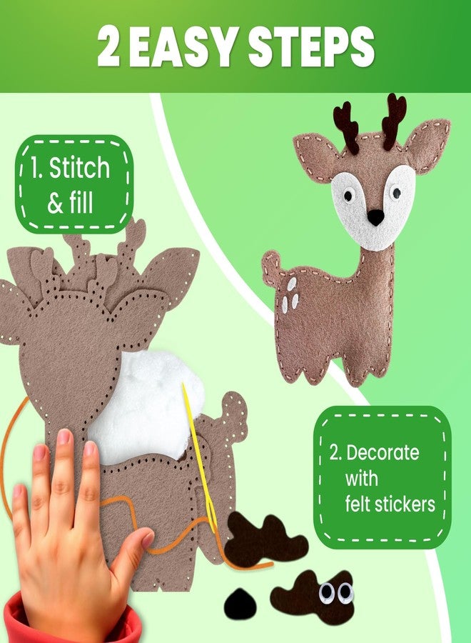 QUOKKA Kids Crafts Ages 4-8, DIY Beginner Needle and Thread Kit - 12 Wild Animals Sewing Kit Basic - Fun Arts Crafts for Kids Ages 6-8 Girls Boys - Plastic Needles, Scissors - 6+ Year Old Girl Gifts - Image 5