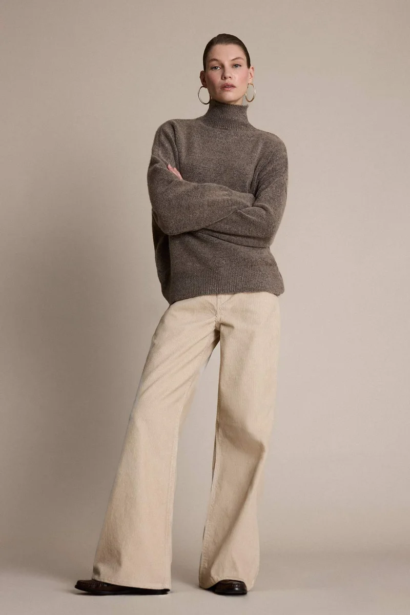 DeFacto Wide Leg Double Pocket High Waist Velvet Trousers