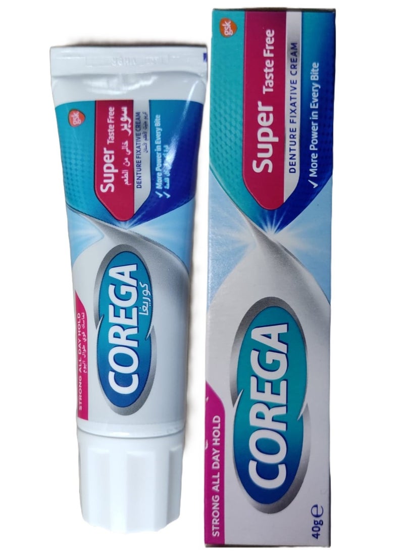 COREGA - Corega Strong Hold All Day Long Denture Adhesive Flavor-Free Cream 40 gm - Image 1