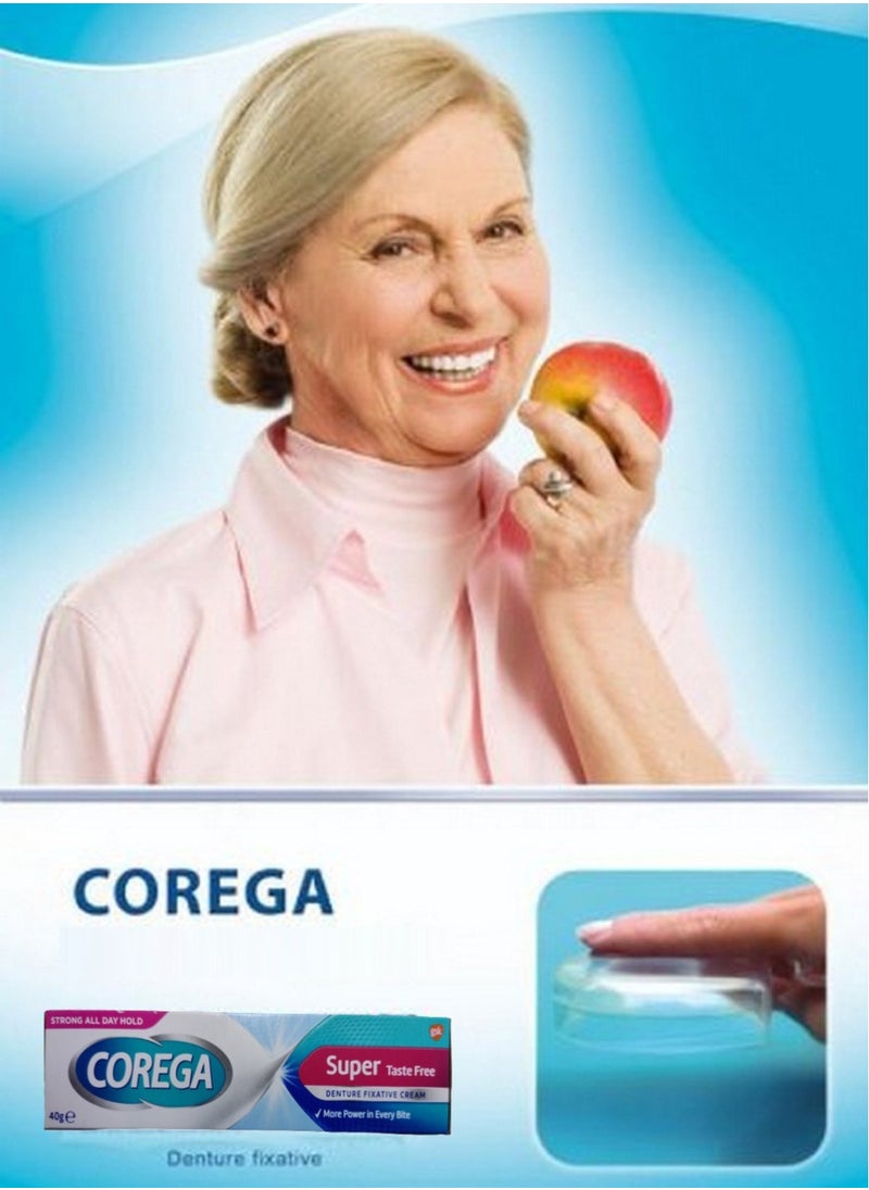 COREGA - Corega Strong Hold All Day Long Denture Adhesive Flavor-Free Cream 40 gm - Image 1