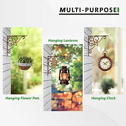 Sharpex Wall Mounted Metal Bracket | Decorative Wall Hook Plant Hanger for Hanging Pots, Bird Feeders, Flower Baskets, Planters, Lanterns, Lamps, and Wind Chimes for Indoor/Outdoor Use (Gold, 1 Pc) - Image 5
