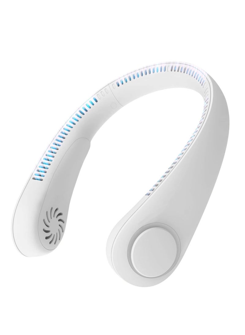 مروحة عنق محمولة ببطارية 4000 مللي أمبير تعمل بدون شفرات، مروحة شخصية قابلة للارتداء، بدون أوراق، قابلة لإعادة الشحن، تصميم سماعة رأس، مروحة مكتبية تعمل بالطاقة USB، 3 سرعات (رمادي) - Image 1