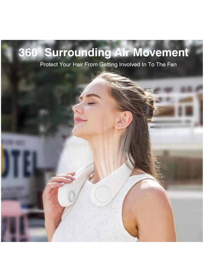 مروحة عنق محمولة ببطارية 4000 مللي أمبير تعمل بدون شفرات، مروحة شخصية قابلة للارتداء، بدون أوراق، قابلة لإعادة الشحن، تصميم سماعة رأس، مروحة مكتبية تعمل بالطاقة USB، 3 سرعات (رمادي) - Image 5