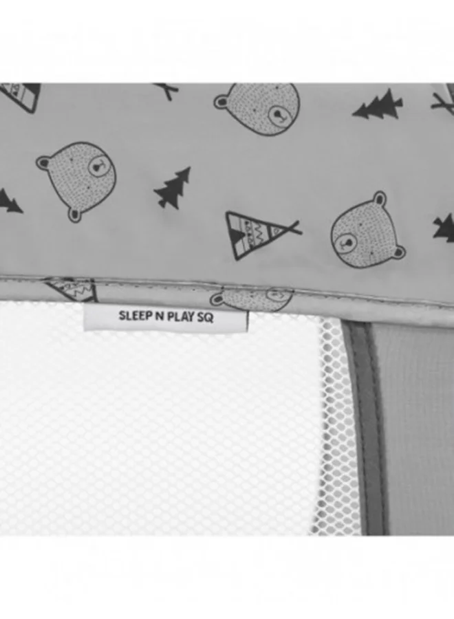 هوك Sleep N Play Sq Playpen Travel Cot For Babies And Children From Birth To 15 Kg, Square 90 X 90 Cm, Compact Foldable Includes Carry Bag - Nordic Grey