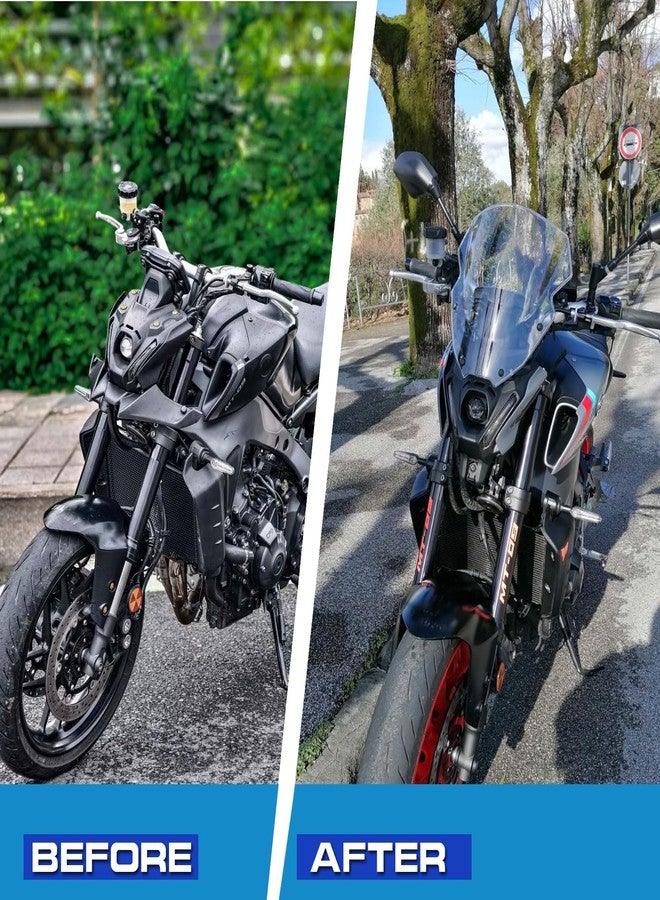 Midimttop Windshield Windscreen Bracket Front Fairing Flyscreen Air Spoiler Wind Deflector Visor Viser fit for Ya&ma&ha MT-09/SP MT 09 MT09 SP Accessories 2021-2023 (Black Smoke) - Image 5