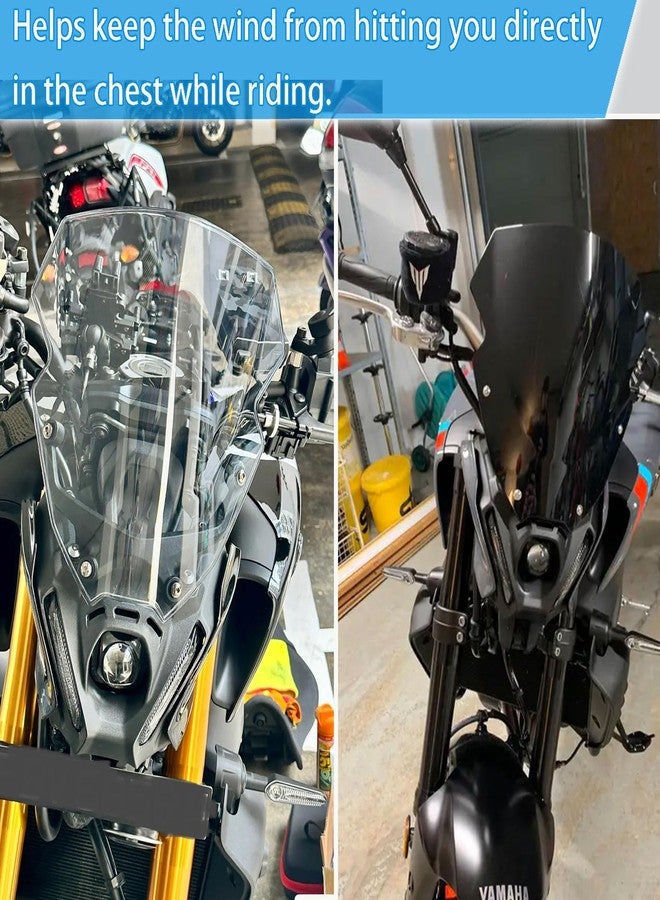 Midimttop Windshield Windscreen Bracket Front Fairing Flyscreen Air Spoiler Wind Deflector Visor Viser fit for Ya&ma&ha MT-09/SP MT 09 MT09 SP Accessories 2021-2023 (Black Smoke) - Image 3
