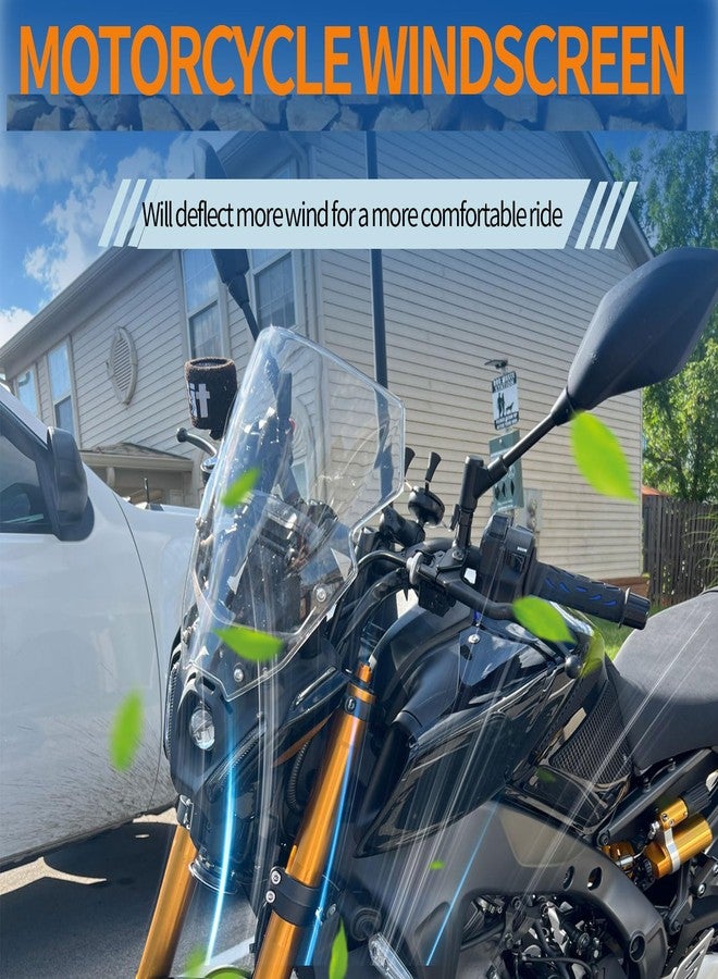 Midimttop Windshield Windscreen Bracket Front Fairing Flyscreen Air Spoiler Wind Deflector Visor Viser fit for Ya&ma&ha MT-09/SP MT 09 MT09 SP Accessories 2021-2023 (Black Smoke) - Image 4