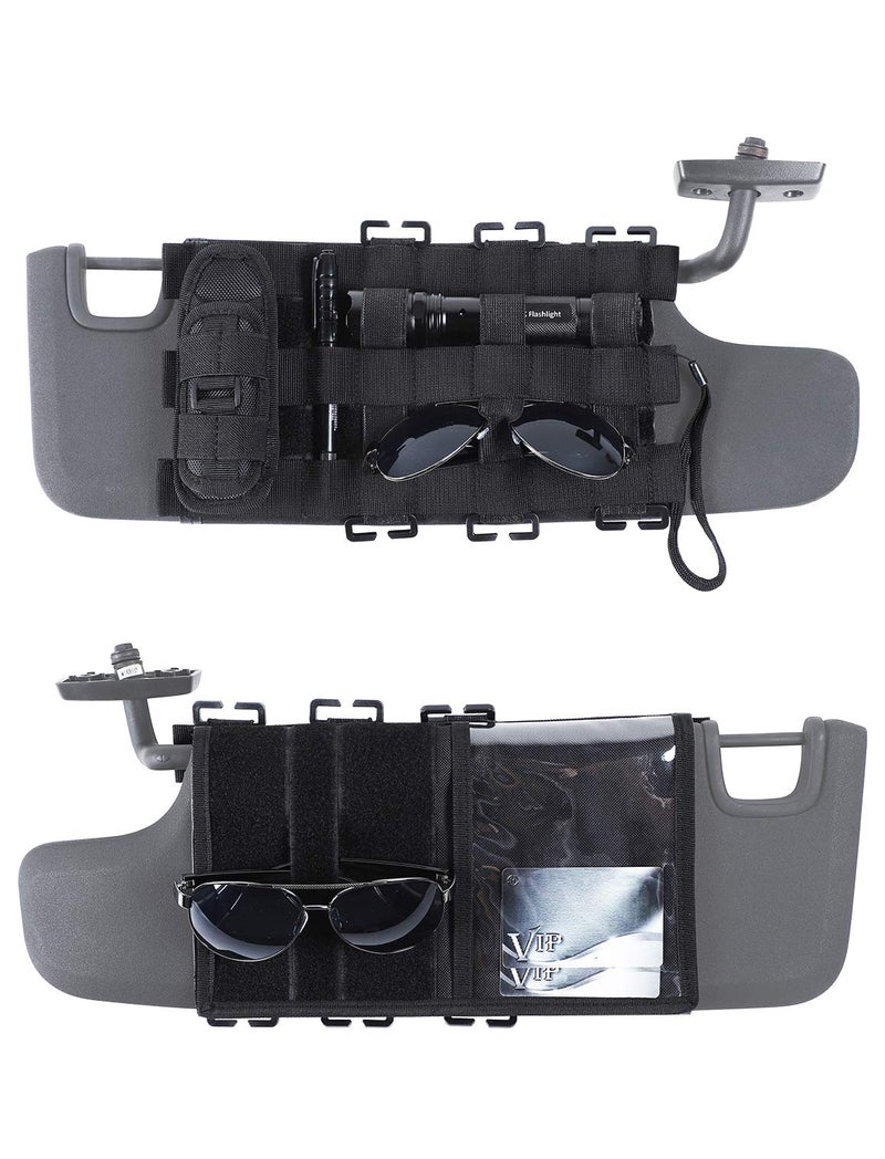 Savadicar Tactical Sun Visor Organizer Front Visor Storage Cover for 2007-2023 Jeep Wrangler JK JL & Gladiator JT, Interior Storage Accessories, Black, 1 PCS - Image 2