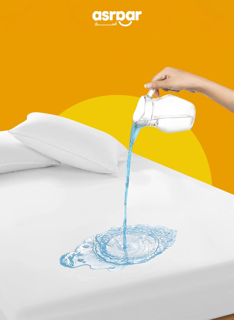 Asraar Waterproof Mattress Protector 100 x 200 cm –  30cm Deep Fitted Sheet with Smooth Surface – Noiseless, Breathable, and Allergy-Free – Super Absorbent Bed Cover for Kids and Adults – Machine Washable and Skin-Friendly Mattress Shield for Beds - Image 1