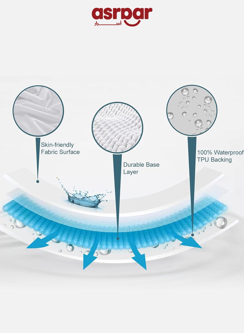 Asraar Waterproof Mattress Protector 100 x 200 cm –  30cm Deep Fitted Sheet with Smooth Surface – Noiseless, Breathable, and Allergy-Free – Super Absorbent Bed Cover for Kids and Adults – Machine Washable and Skin-Friendly Mattress Shield for Beds - Image 4