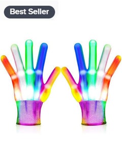 Led Gloves Flashing Light Up Gloves LED Light Glow Gloves Cool Fun Toys Light-up Party Costume Party Favors for Age 3-12 Kids Teens