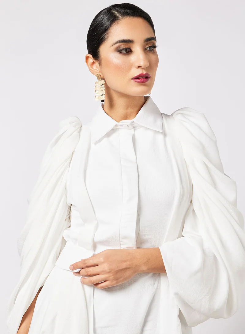 House of Moda Puff Sleeve High-Low Dress