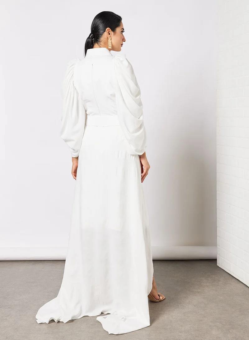 House of Moda Puff Sleeve High-Low Dress