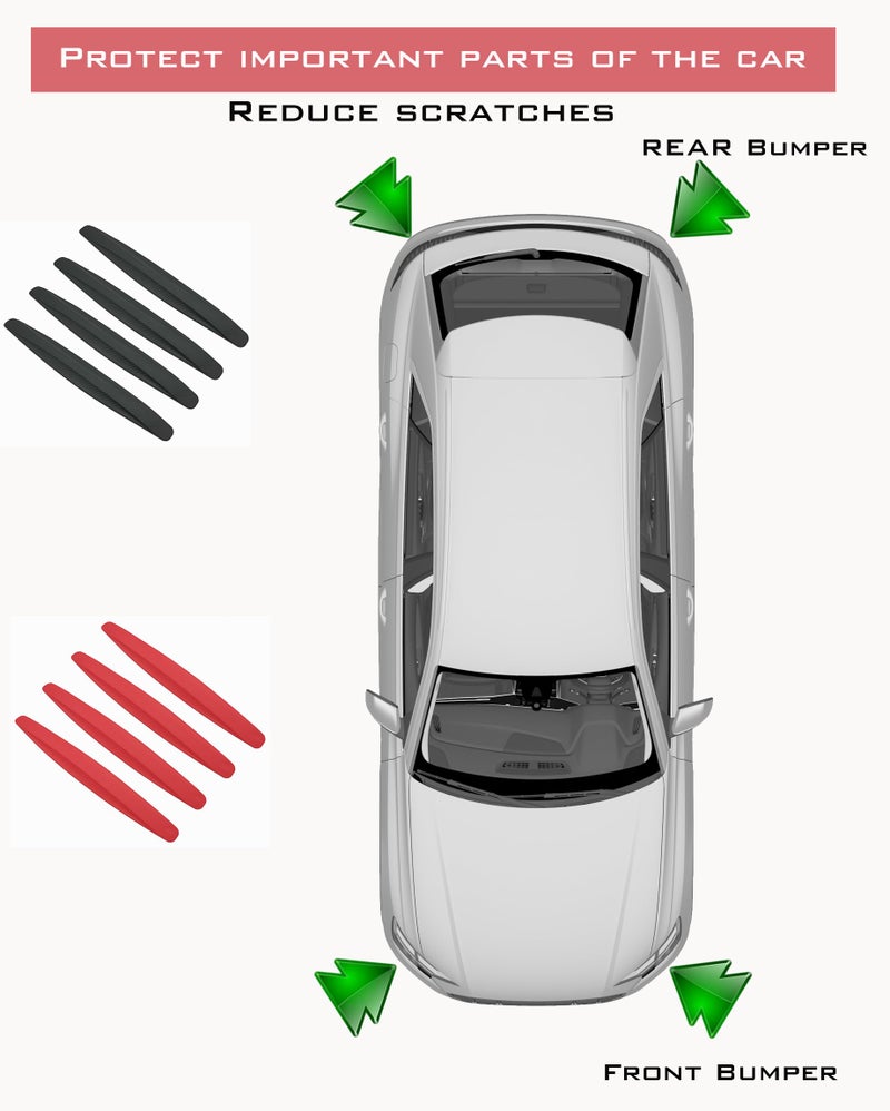 Jeckthun 4 Pack Car Bumper Guard, Universal Rubber Protector for SUV - Front/Rear Anti Collision & Scratch Guard Strip (Black) - Image 3