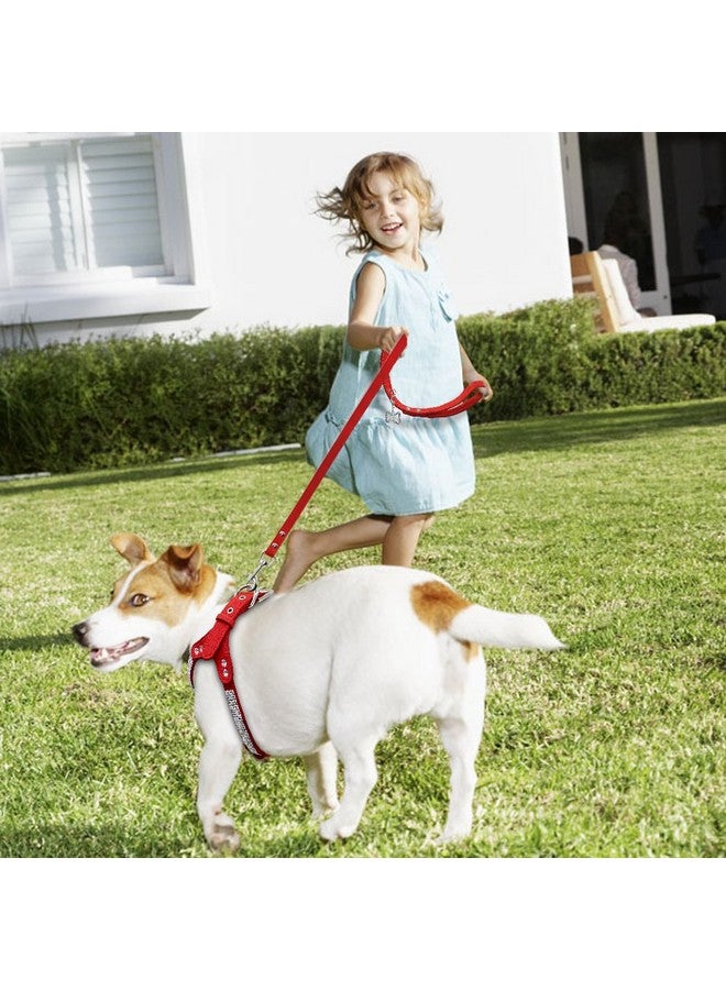 Beirui Soft Suede Leather Dog Harness and Leash Set - Rhinestone Dog Harness Sparkly Crystal Vest & 4 ft Lead for Small Medium Large Dogs Pets Poodle Beagle Corgi,Red,Chest for 17-20" - Image 3