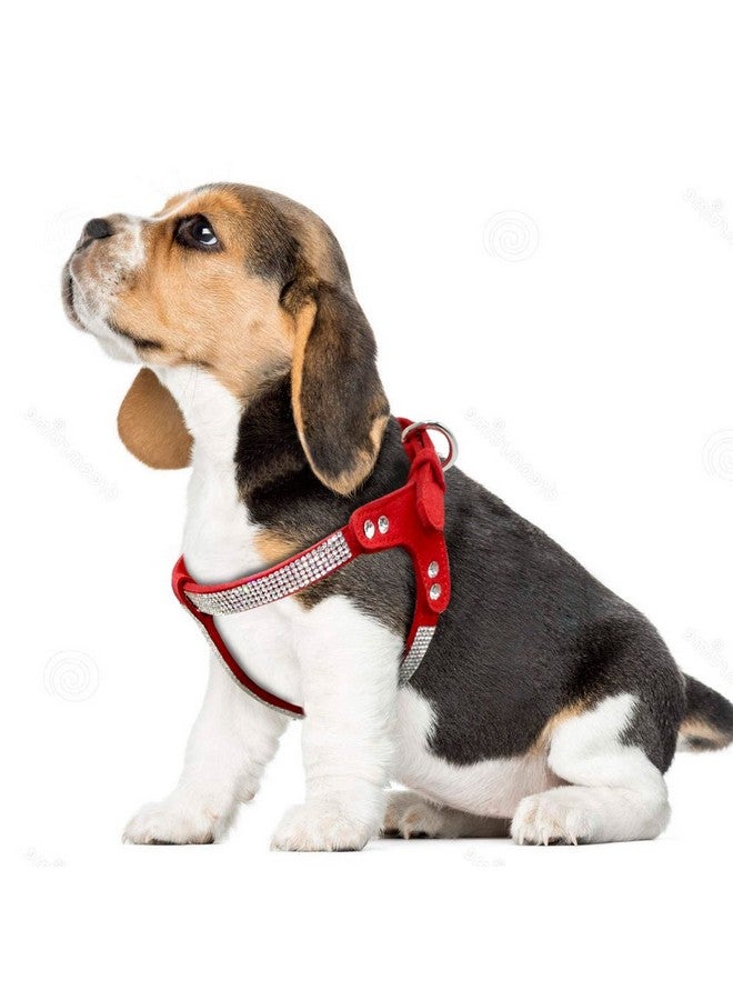Beirui Soft Suede Leather Dog Harness and Leash Set - Rhinestone Dog Harness Sparkly Crystal Vest & 4 ft Lead for Small Medium Large Dogs Pets Poodle Beagle Corgi,Red,Chest for 17-20" - Image 5