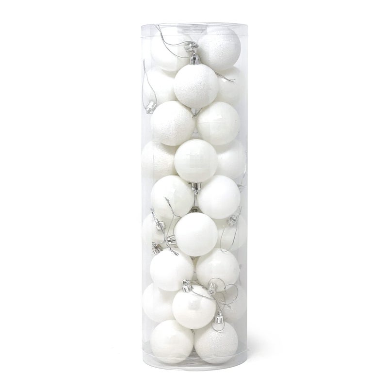 allgala Allgala Christmas Balls 36 PK 2 Inch (5CM) Pre-Strung Shatter Proof Christmas Ornament Balls for Xmas Tree-4 Style-White  - Image 3