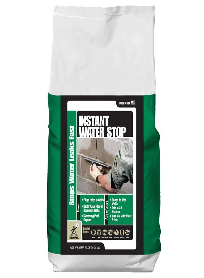 Akona Instant Water Stop for Concrete & Masonry - Stop Leaks, Plug Holes, & Stop Seepages, Great for Pools, Fountains, Cracks, & More, Dry in 3-5 Minutes, Bonds to Wet Surfaces (10 Pound, 1) - Image 1