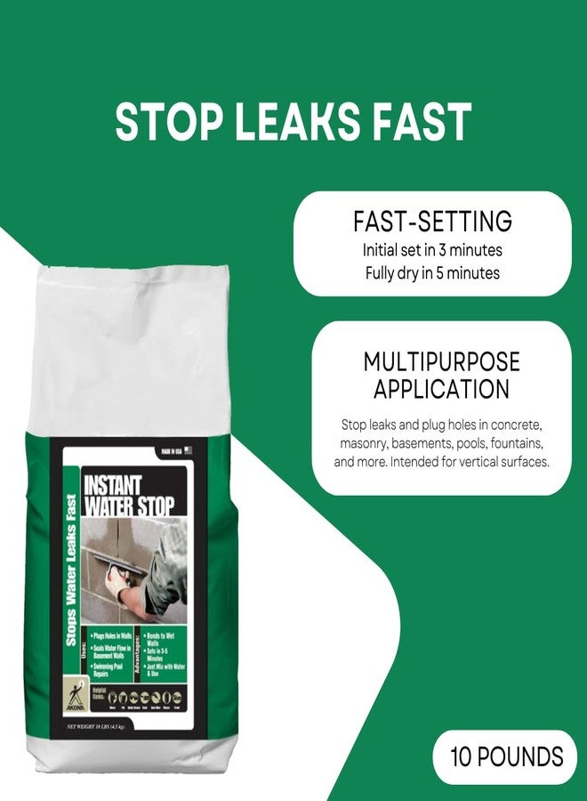 Akona Instant Water Stop for Concrete & Masonry - Stop Leaks, Plug Holes, & Stop Seepages, Great for Pools, Fountains, Cracks, & More, Dry in 3-5 Minutes, Bonds to Wet Surfaces (10 Pound, 1) - Image 2