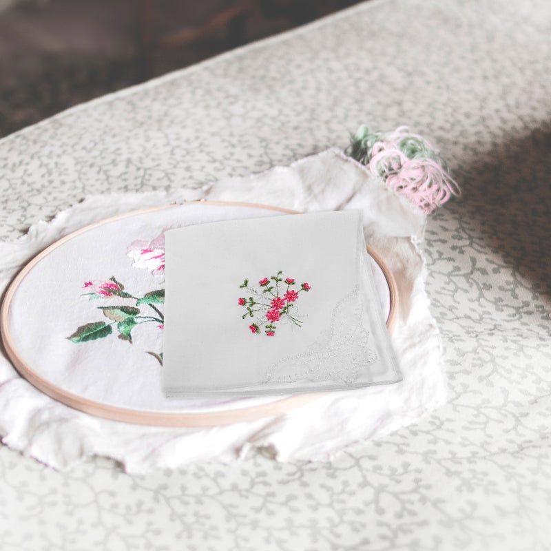 3pcs Cotton Handkerchief Lace Handkerchief Flower Embroidery Pattern For Women - Image 5