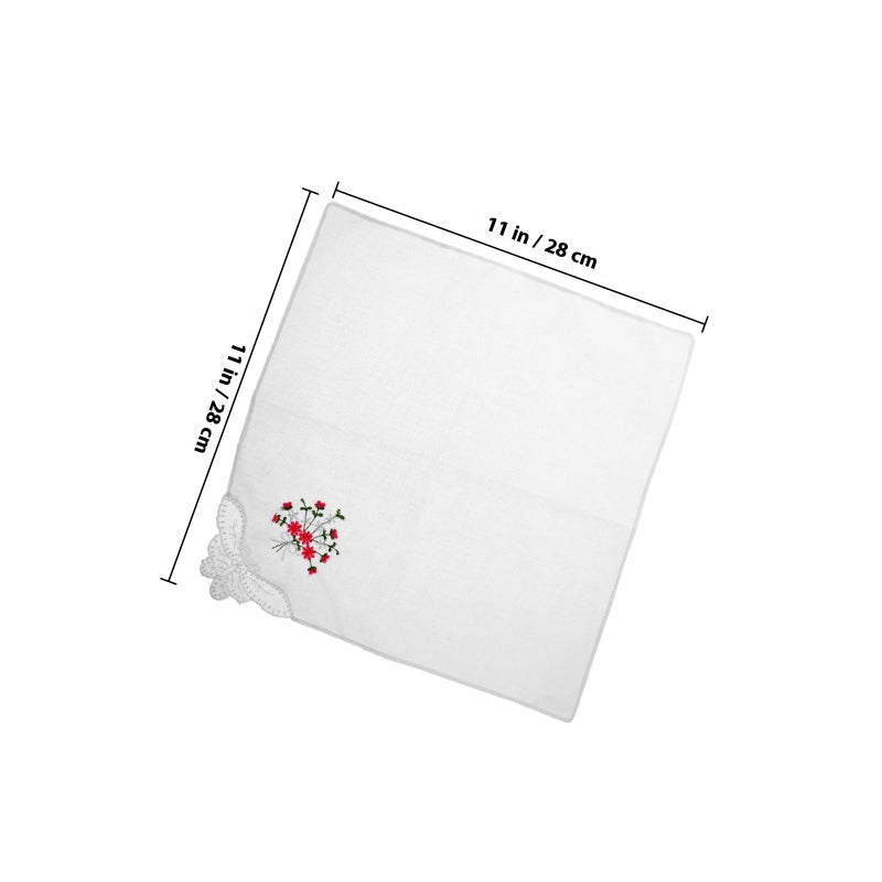 3pcs Cotton Handkerchief Lace Handkerchief Flower Embroidery Pattern For Women - Image 2
