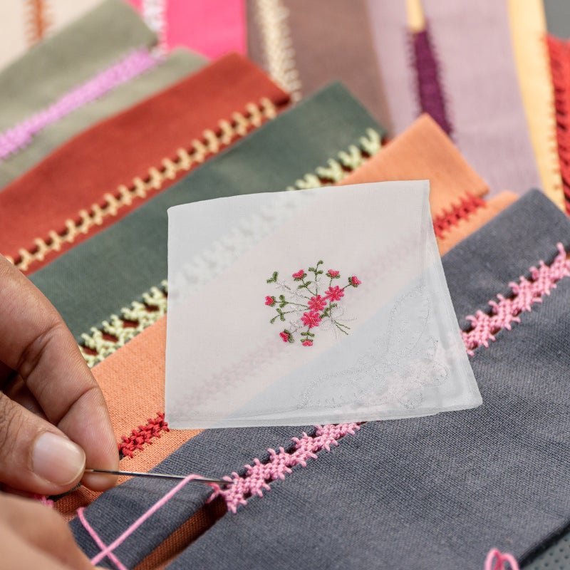 3pcs Cotton Handkerchief Lace Handkerchief Flower Embroidery Pattern For Women - Image 4