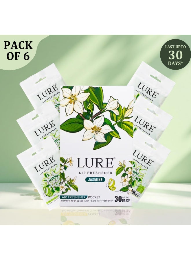 لور معطر جو LURE جل للجيب للحمامات والمراحيض والمنازل | حماية من الجراثيم | يدوم حتى ٣٠ يومًا - برائحة الياسمين ١٠ جم (عبوة من ٦ قطع) - Image 1