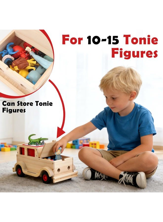 Taladad for Toniebox 2 and Toniebox 1 Tonie Shelf, Tonies Figures Tonies Storage,Magnetic Wooden Floating Shelves Compatible with Tonie Box Player Character (Natural, Car) - Image 3