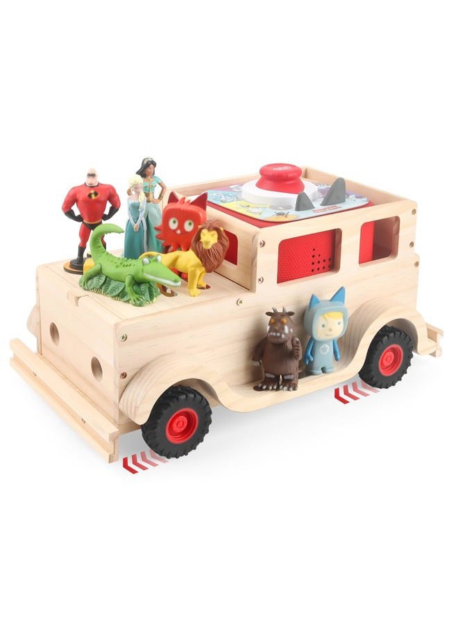 Taladad for Toniebox 2 and Toniebox 1 Tonie Shelf, Tonies Figures Tonies Storage,Magnetic Wooden Floating Shelves Compatible with Tonie Box Player Character (Natural, Car) - Image 1